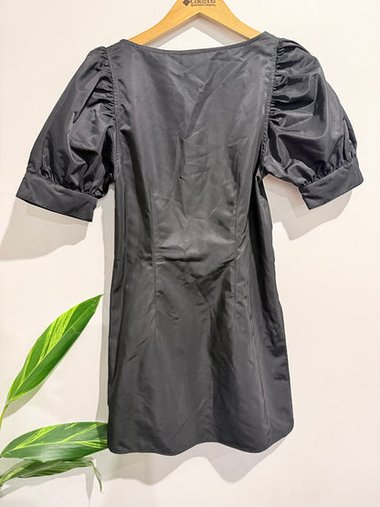 Weekday Black Square Neckline And Puffed Sleeves Mini Dress Size 36 | U/Arm to U/Arm 41cm