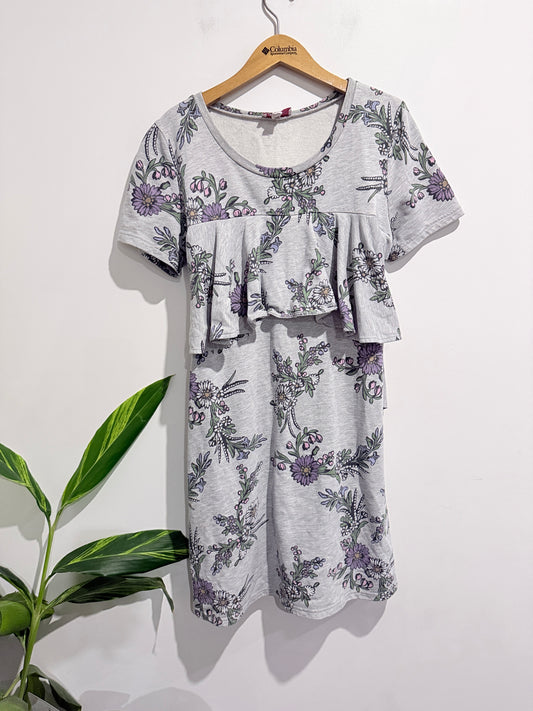 Charlo Grey Floral Print Maternity And Nursing Dress Size 14