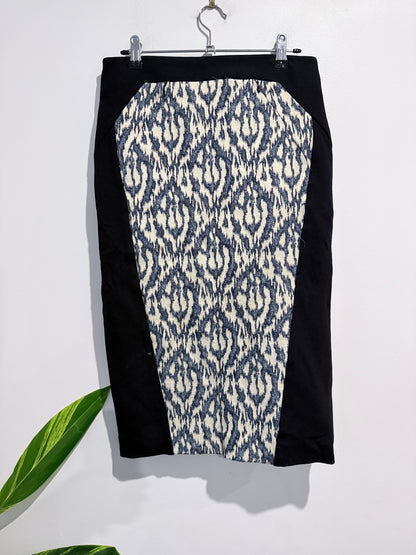 Cue Black Geometric Pattern Pencil Skirt Size 10