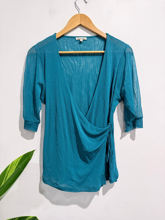 Chlorofile Turquoise Wrap Shirt Size 16