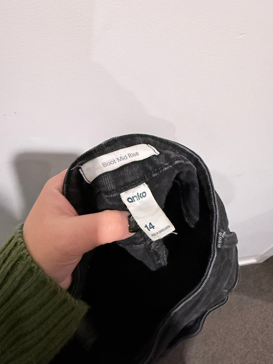 Anko Black Flared Mid-rise Jeans. Size 14