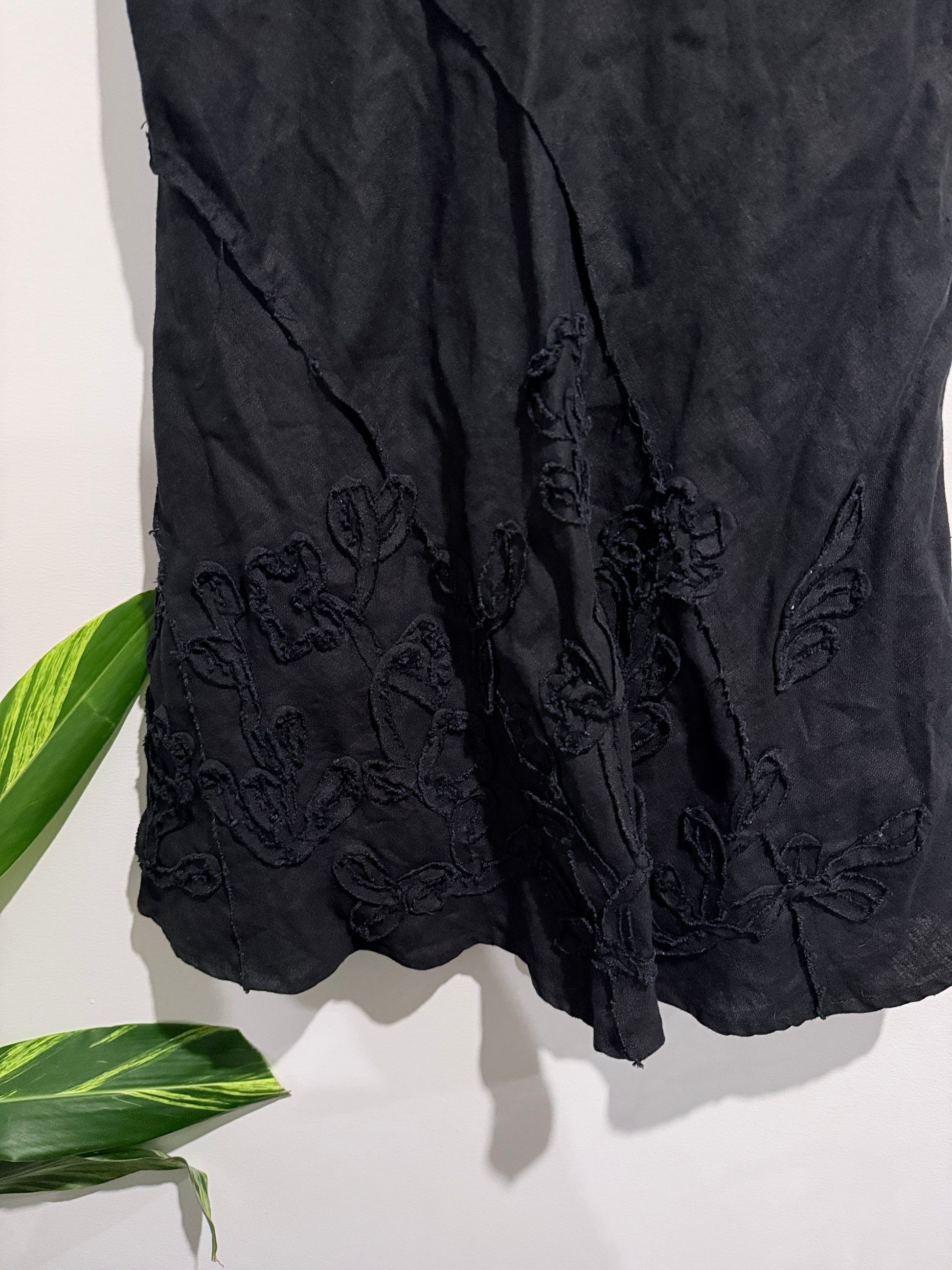 FOIL Black Linen Eyelet Skirt Size 10