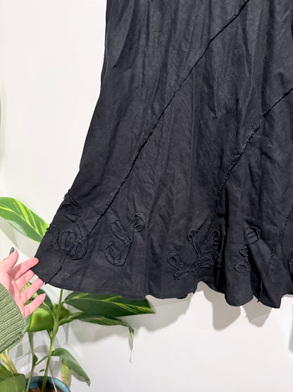 FOIL Black Linen Eyelet Skirt Size 10