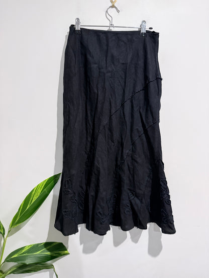 FOIL Black Linen Eyelet Skirt Size 10