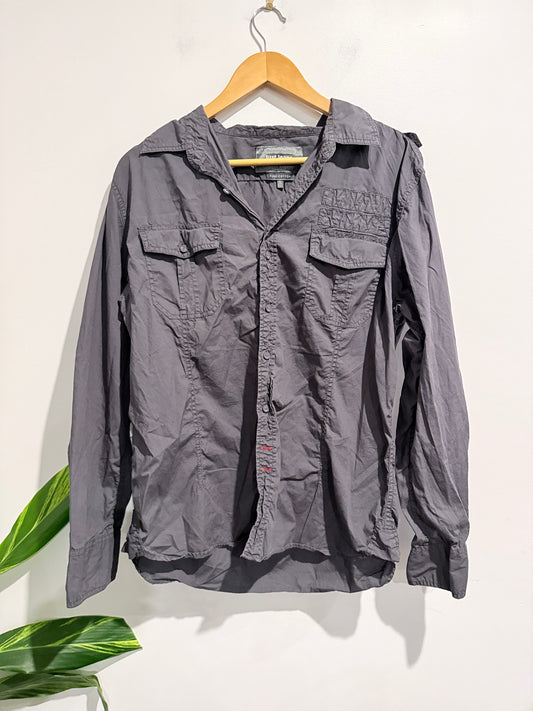 Just Jeans Grey Long-sleeve Button-up Shirt Size L