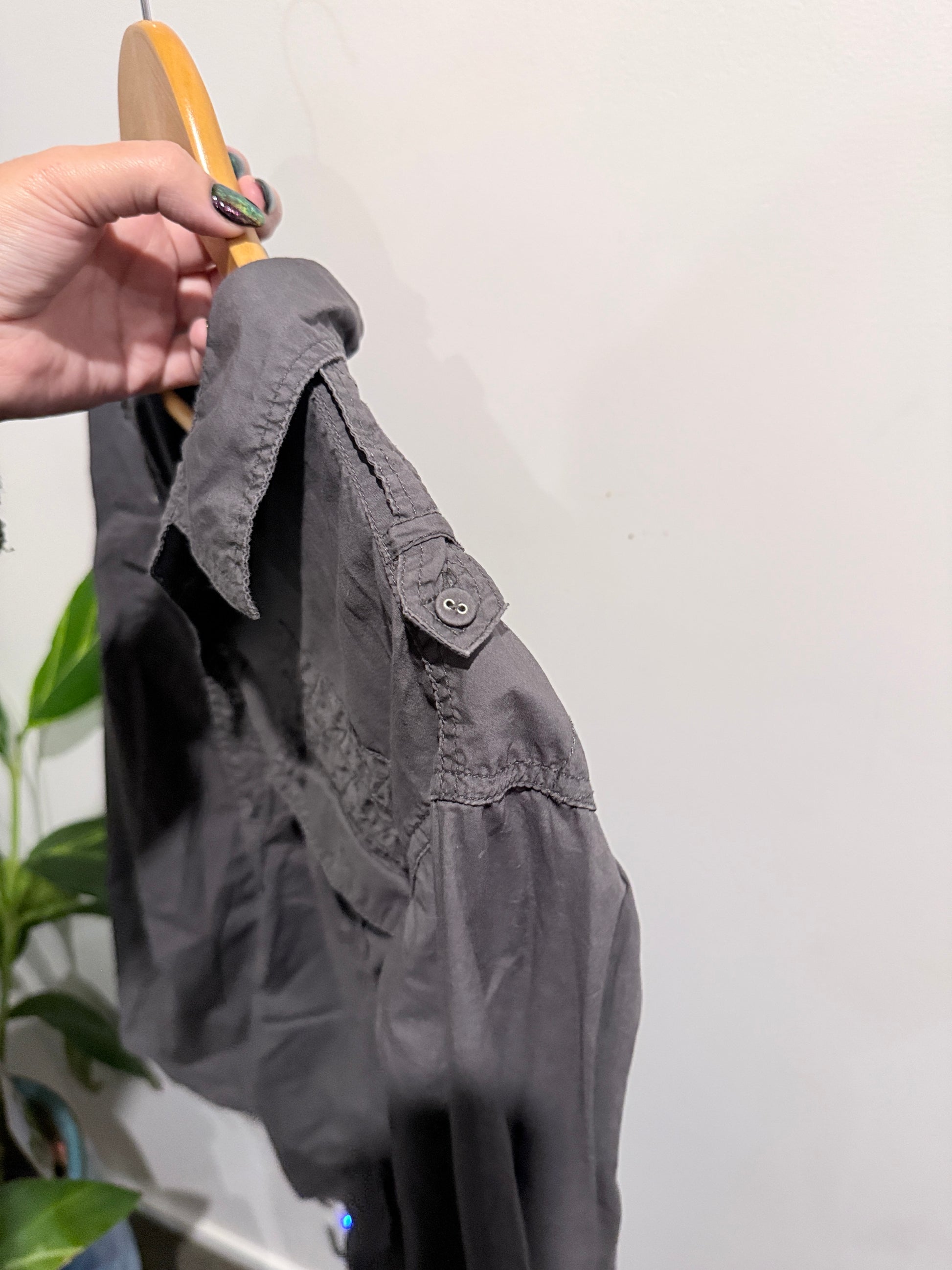 Just Jeans Grey Long-sleeve Button-up Shirt Size L