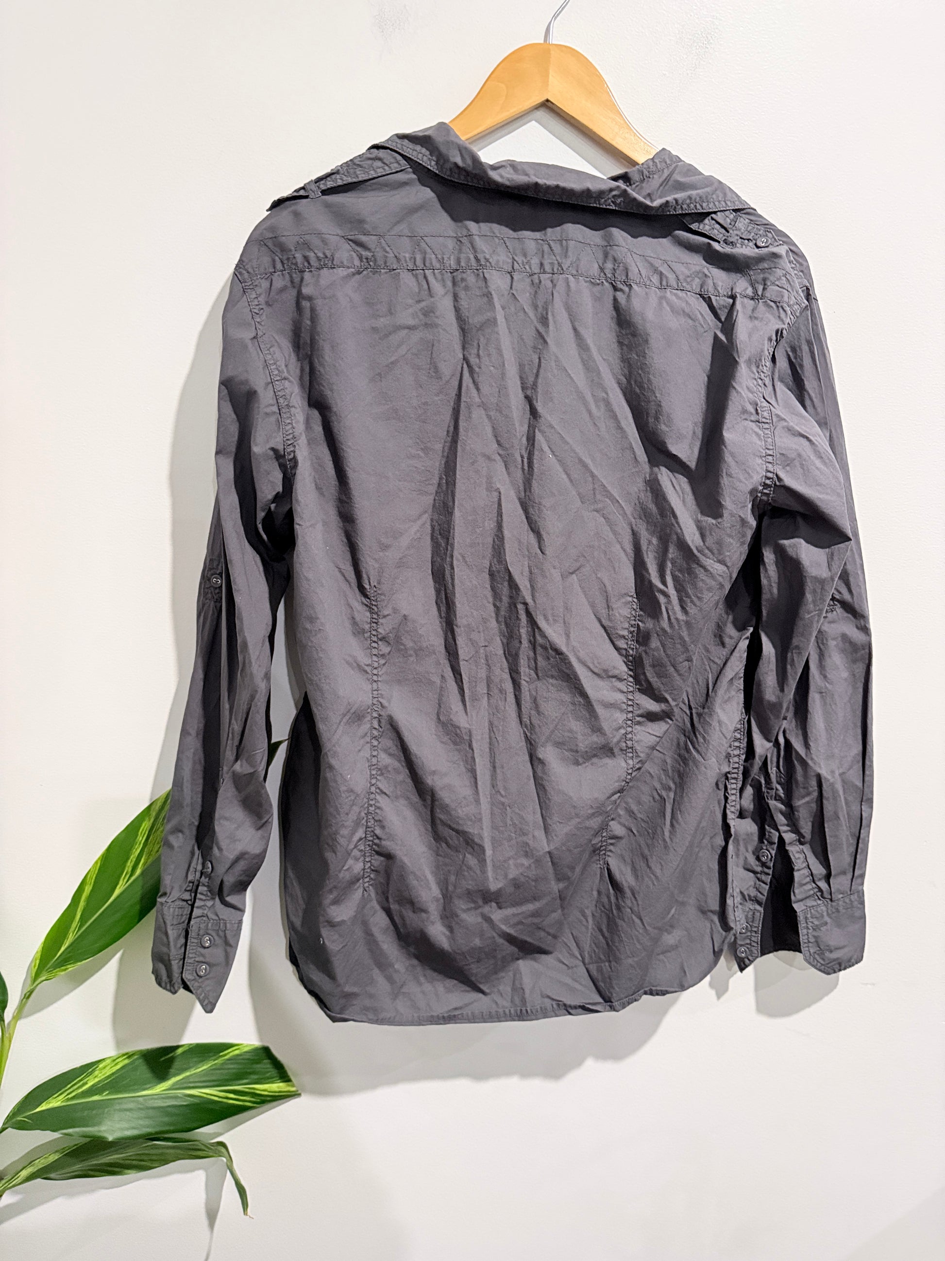 Just Jeans Grey Long-sleeve Button-up Shirt Size L