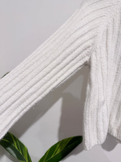 H & M White Rib Crop Turtleneck Sweater Size XL