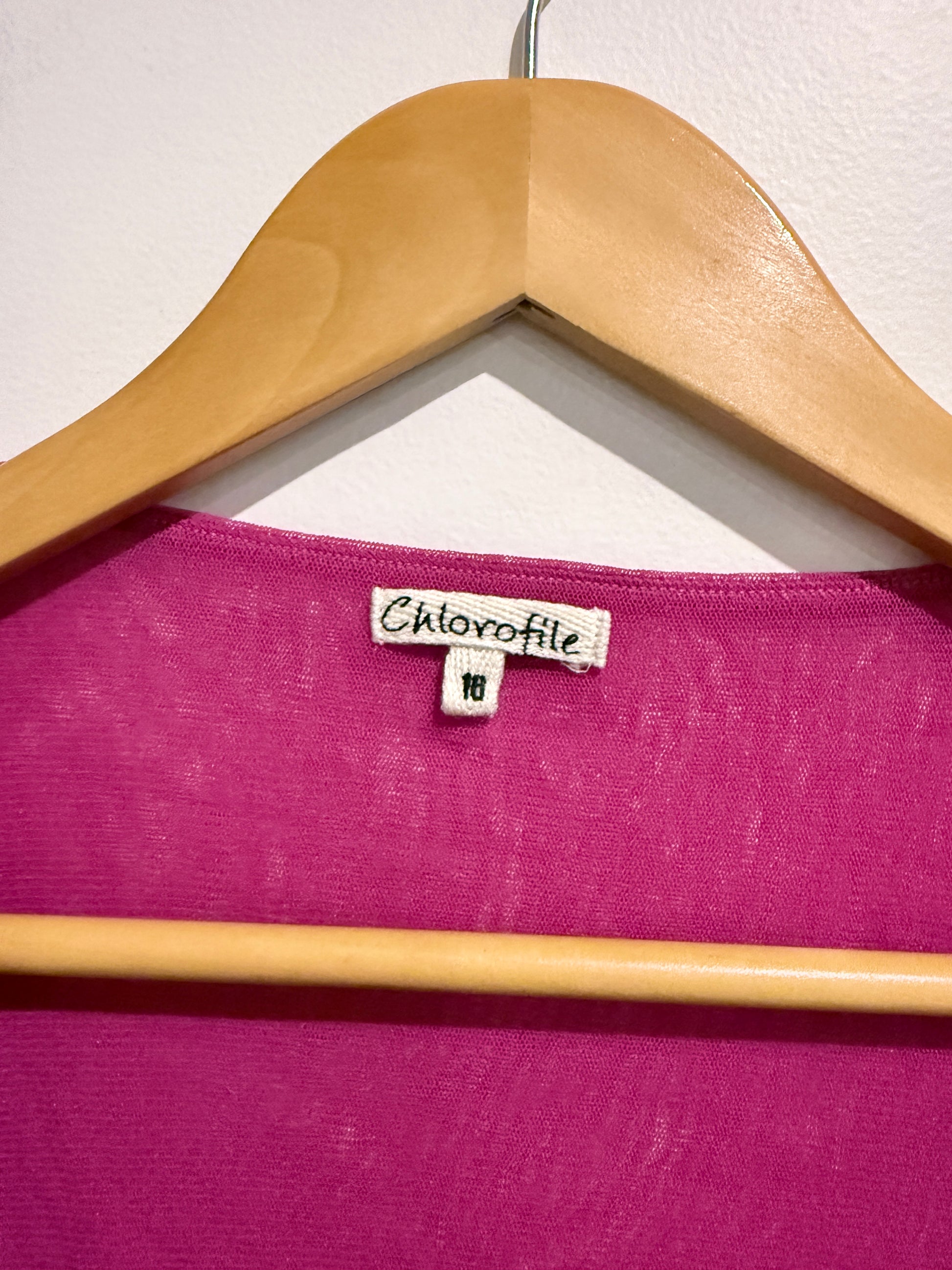 Chlorofile Fuschia Wrap-front Tie Top Size 16