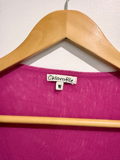 Chlorofile Fuschia Wrap-front Tie Top Size 16