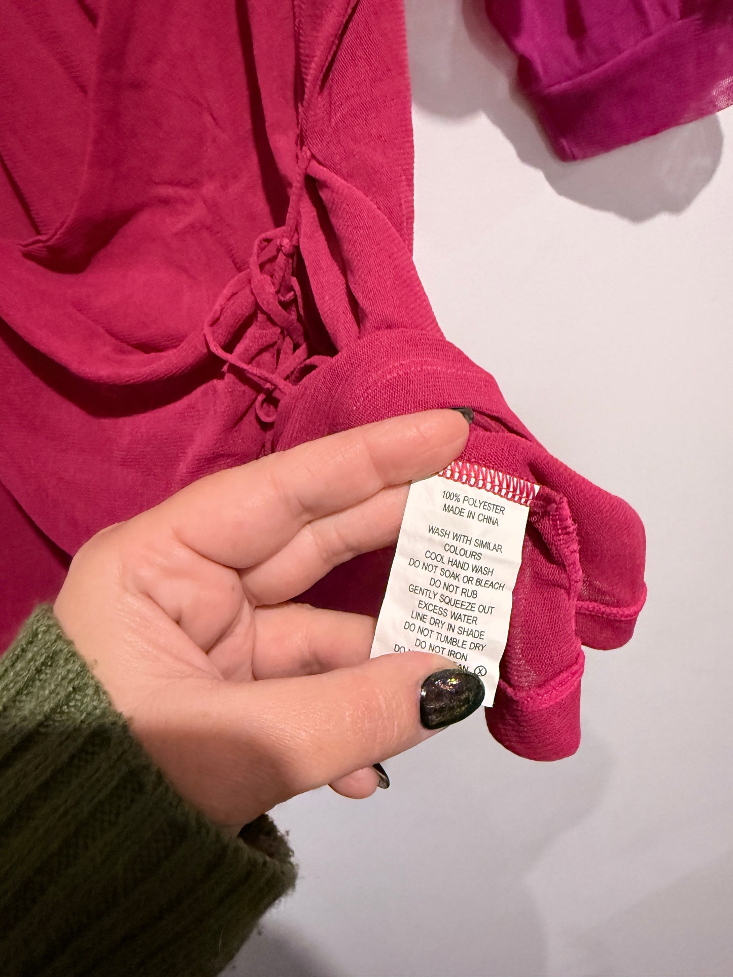 Chlorofile Fuschia Wrap-front Tie Top Size 16