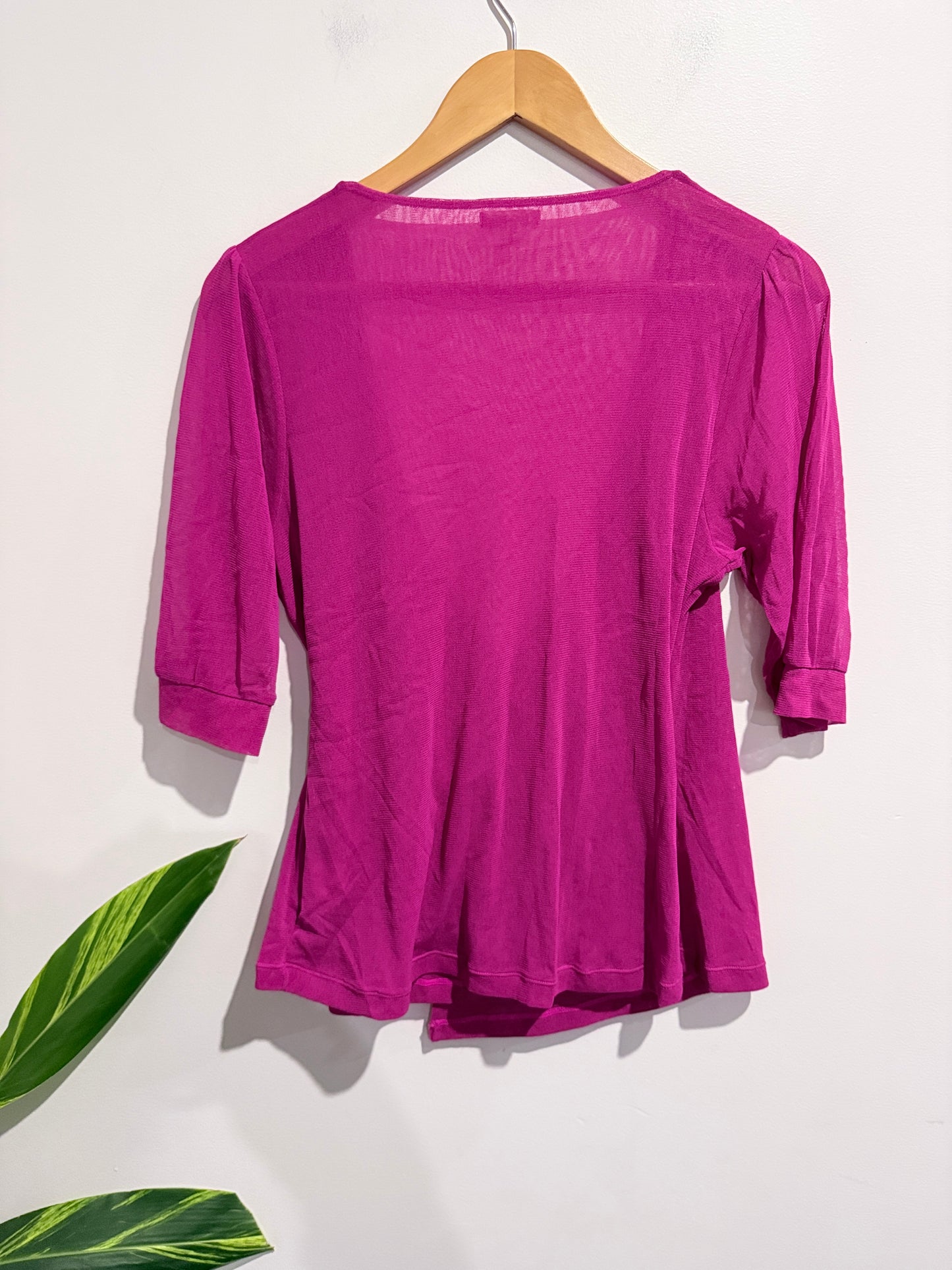 Chlorofile Fuschia Wrap-front Tie Top Size 16
