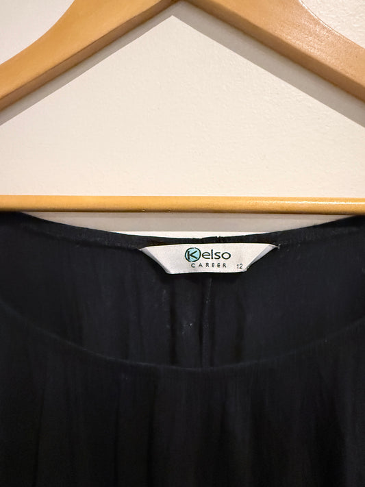 Kelso Black Scoop Neck Long Sleeve Shirt Size 12
