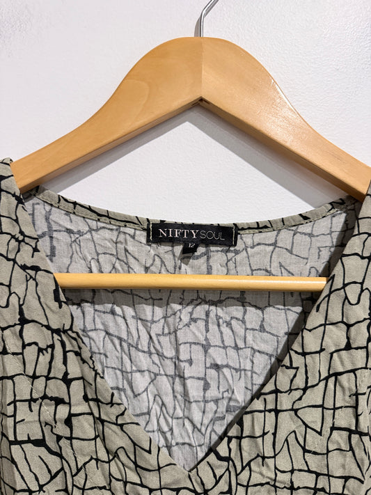Nifty Soul Fervente Printed Short Sleeve Midi Dress. Size 12