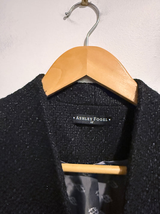 Ashley Fogel Black Tweed Blazer Size 12