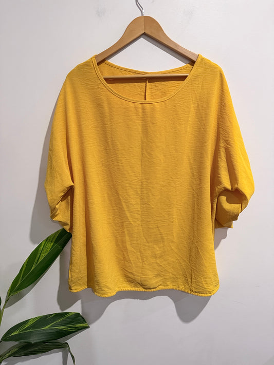 Brand Unknown Yellow Crew Neck Blouse Size 2XL