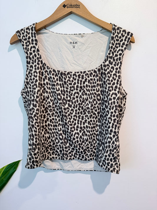 H & H Leopard Print Fuzzy Tank Top Size 18