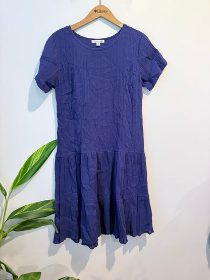 Victoria Hill Navy Blue Textured Low Hem Dress Size 12