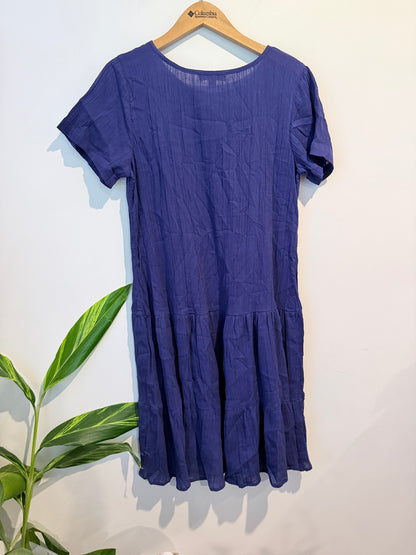Victoria Hill Navy Blue Textured Low Hem Dress Size 12