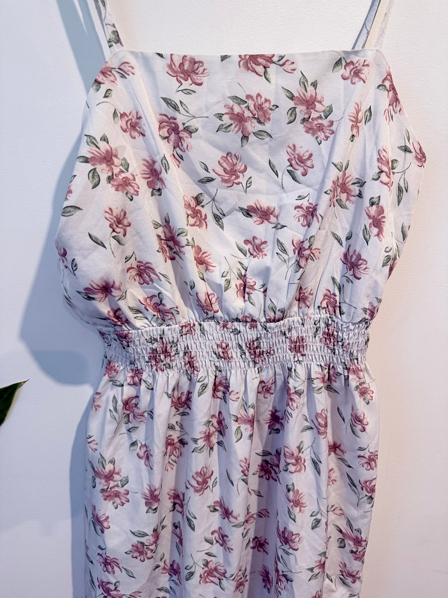 Mirrou White Floral Tiered Cami Midi Dress. Size 12