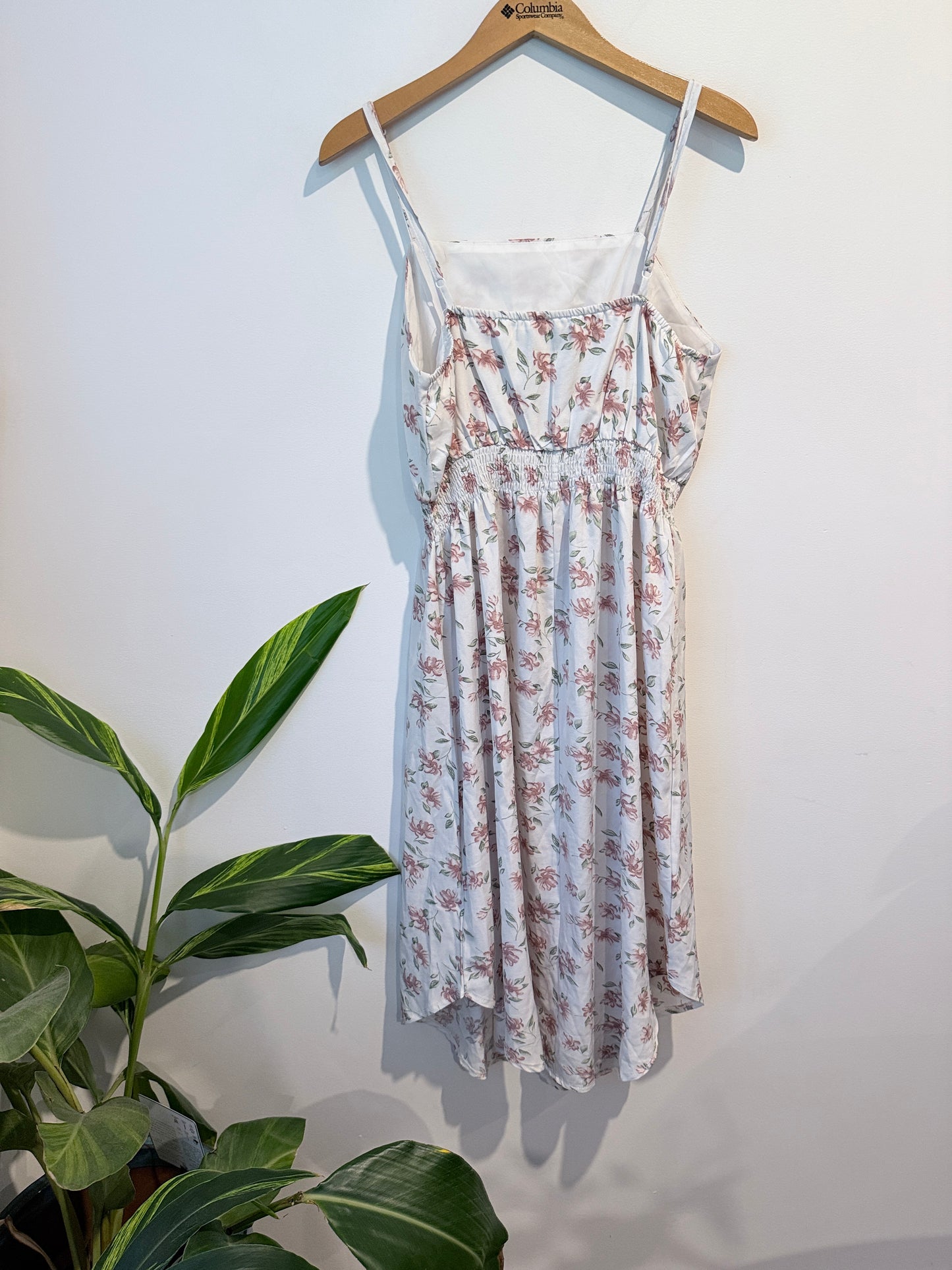 Mirrou White Floral Tiered Cami Midi Dress. Size 12