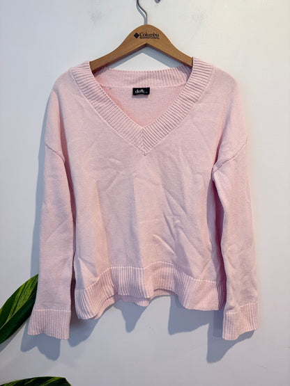 Dotti Light Pink V-neck Sweater. Size XS
