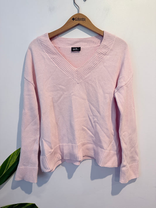 Dotti Light Pink V-neck Sweater. Size XS