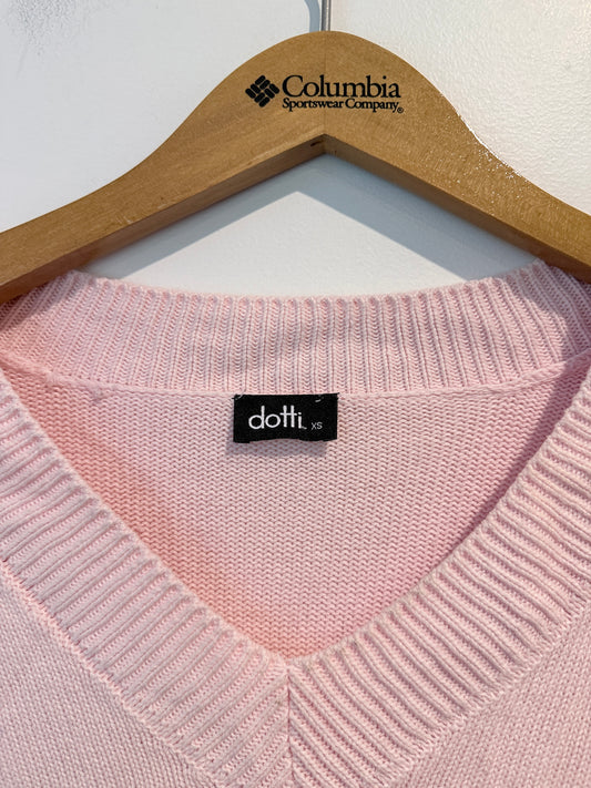 Dotti Light Pink V-neck Sweater. Size XS