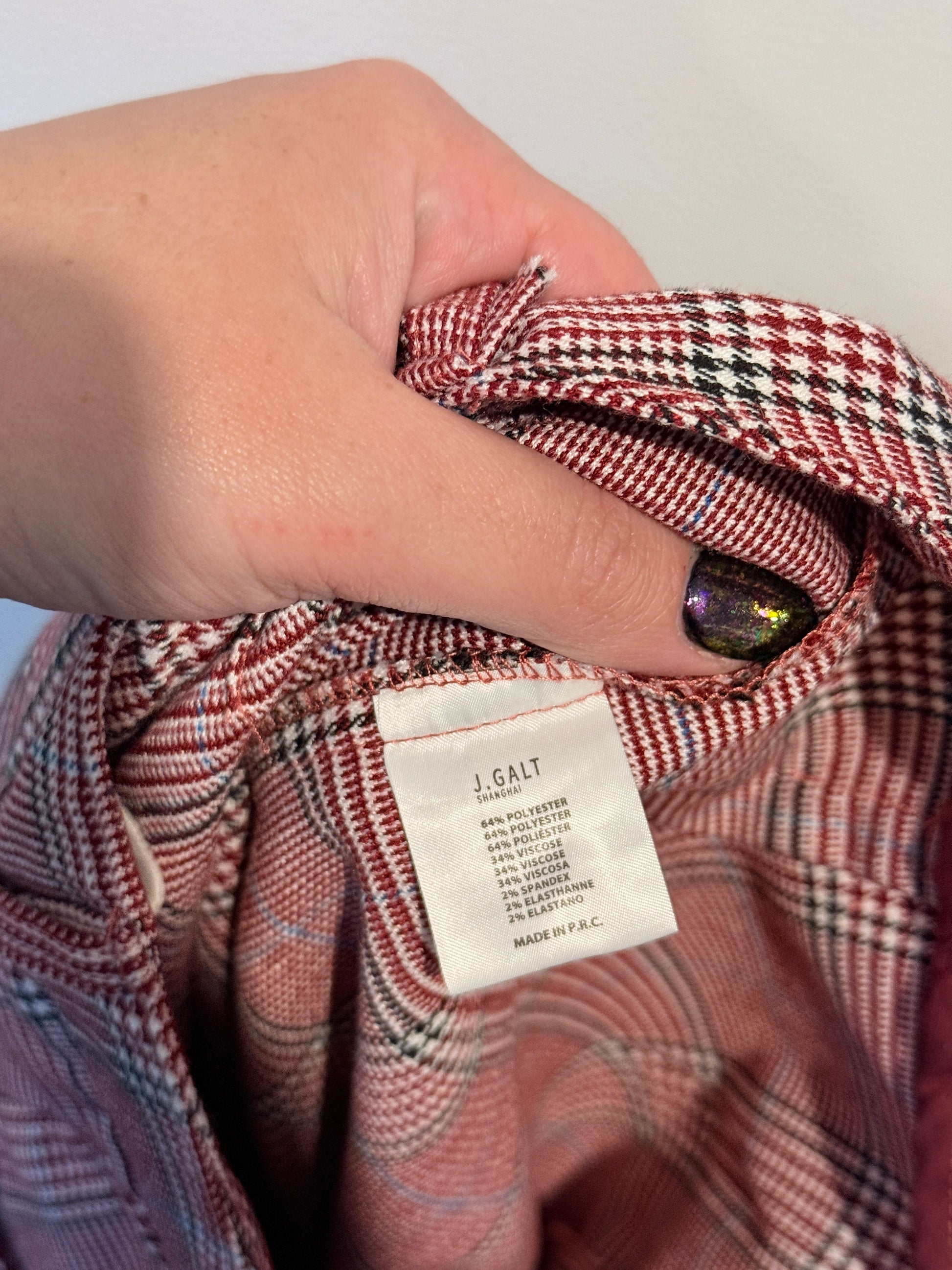 John Galt Terracotta Checked Pants Size U/Arm to U/Arm 68cm