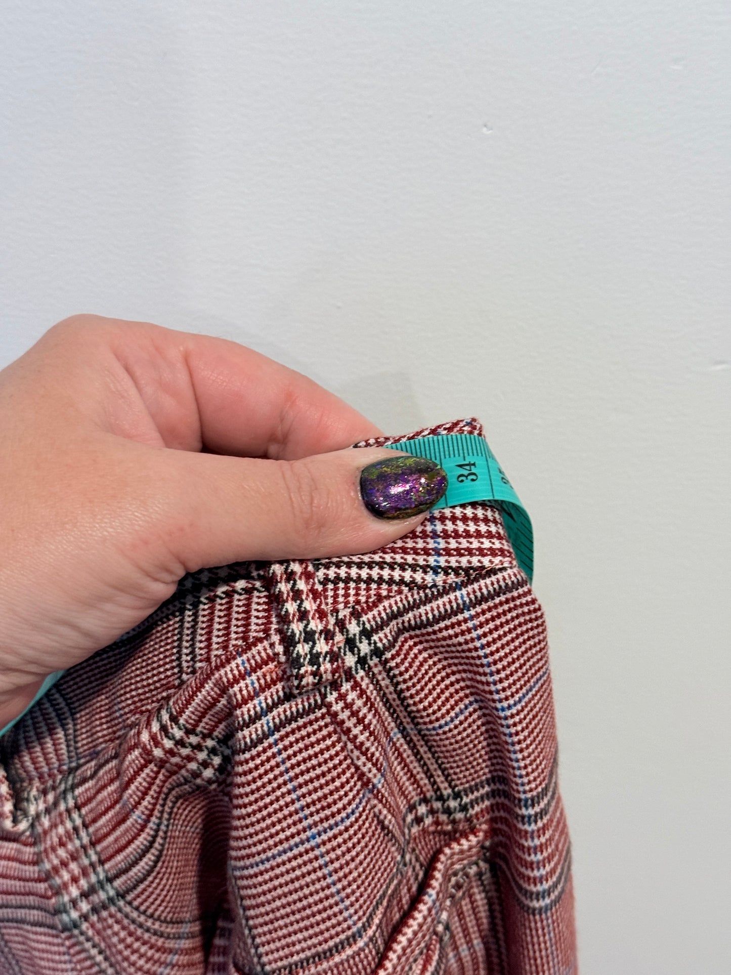 John Galt Terracotta Checked Pants Size U/Arm to U/Arm 68cm