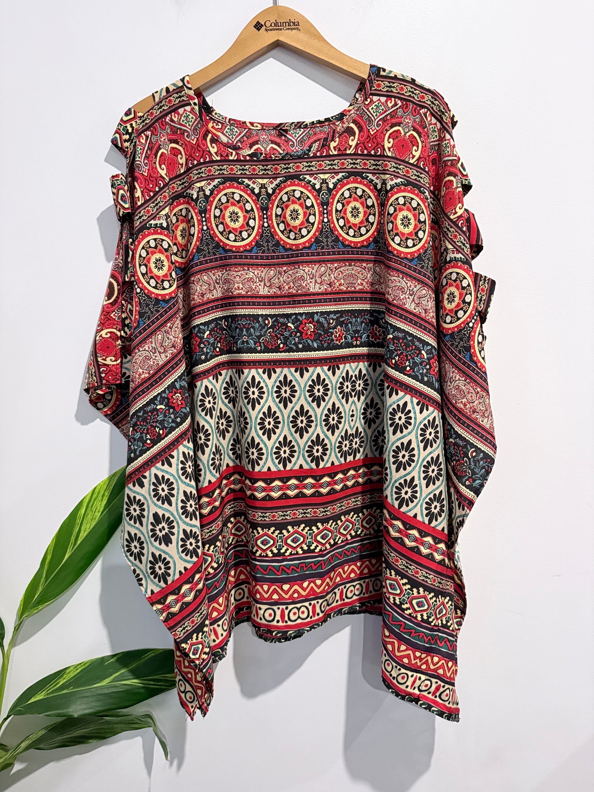 Brand Unknown Multicolour Printed Kaftan Top Size 18