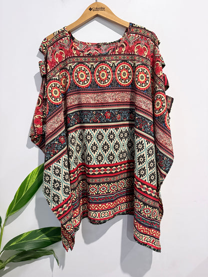 Brand Unknown Multicolour Printed Kaftan Top Size 18