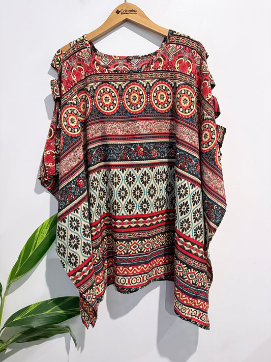 Brand Unknown Multicolour Printed Kaftan Top Size 18