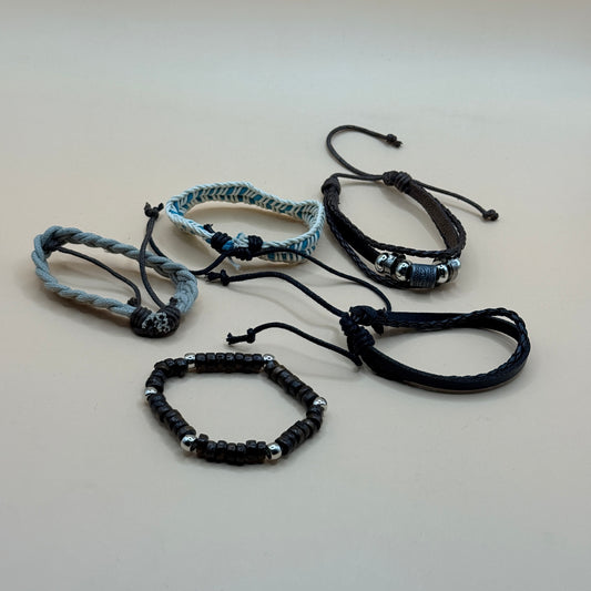 5x Mixed Beaded & Woven Casual Bracelet Set