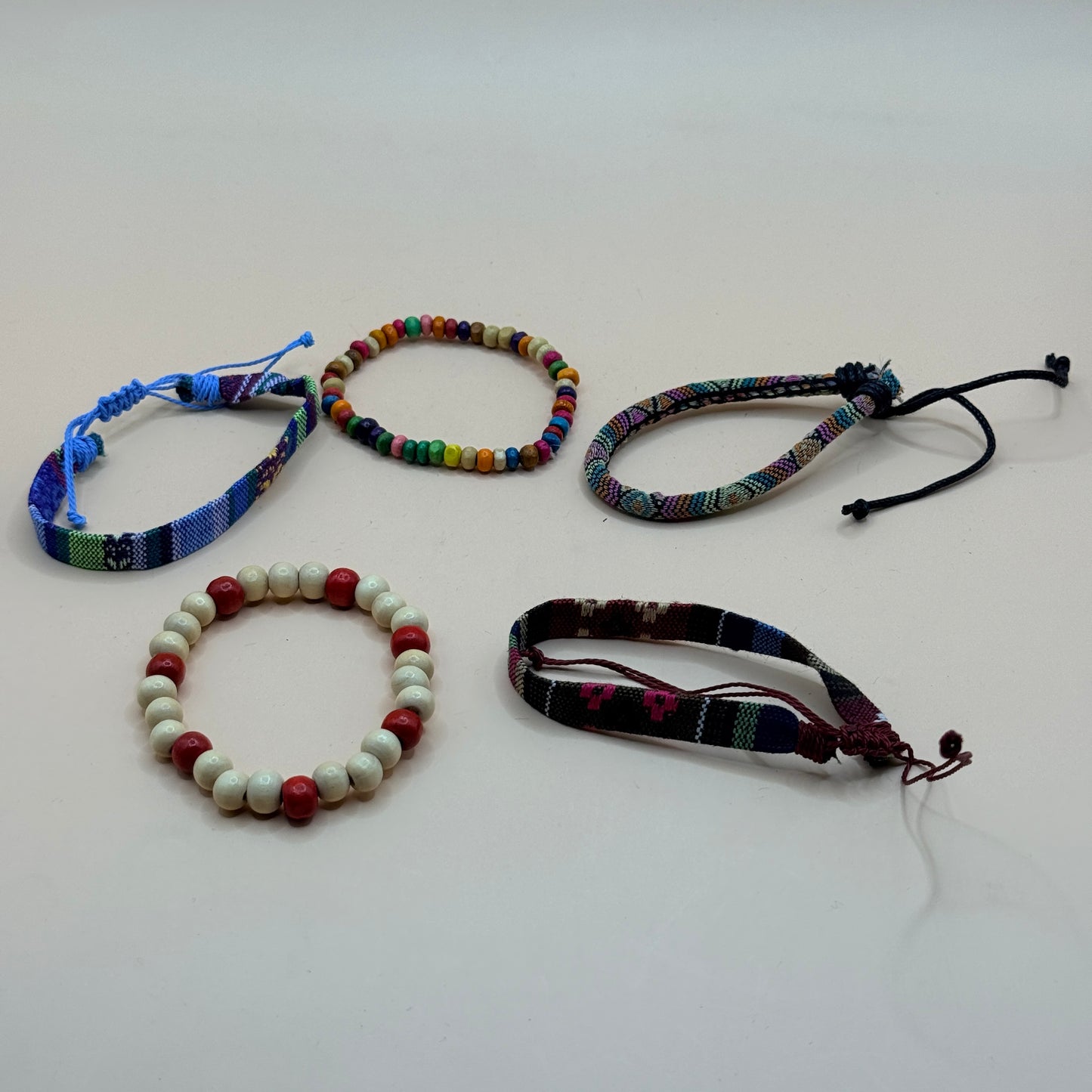 5x Colourful Beaded & Woven Bracelet Set