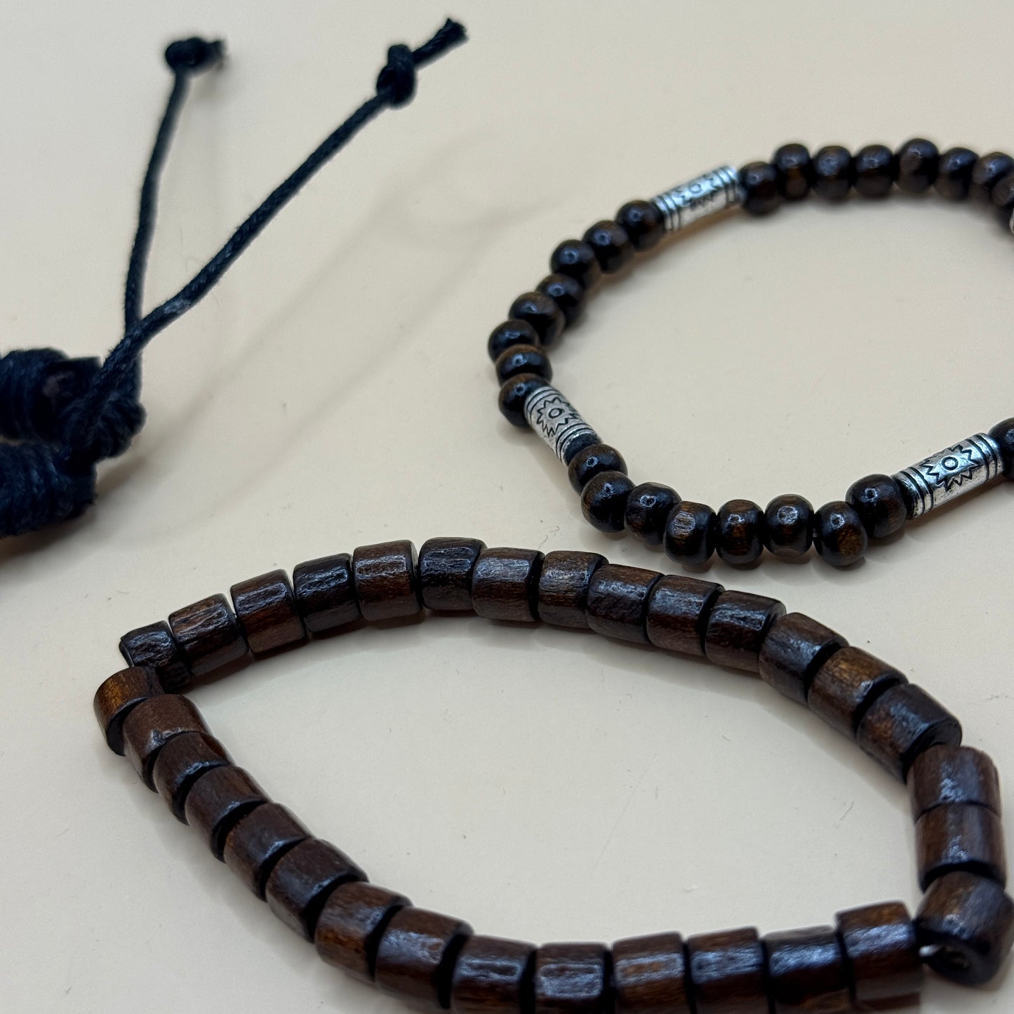 4x Mixed Faux Leather & Beaded Bracelet Set