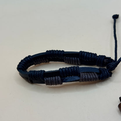 4x Mixed Faux Leather & Beaded Bracelet Set