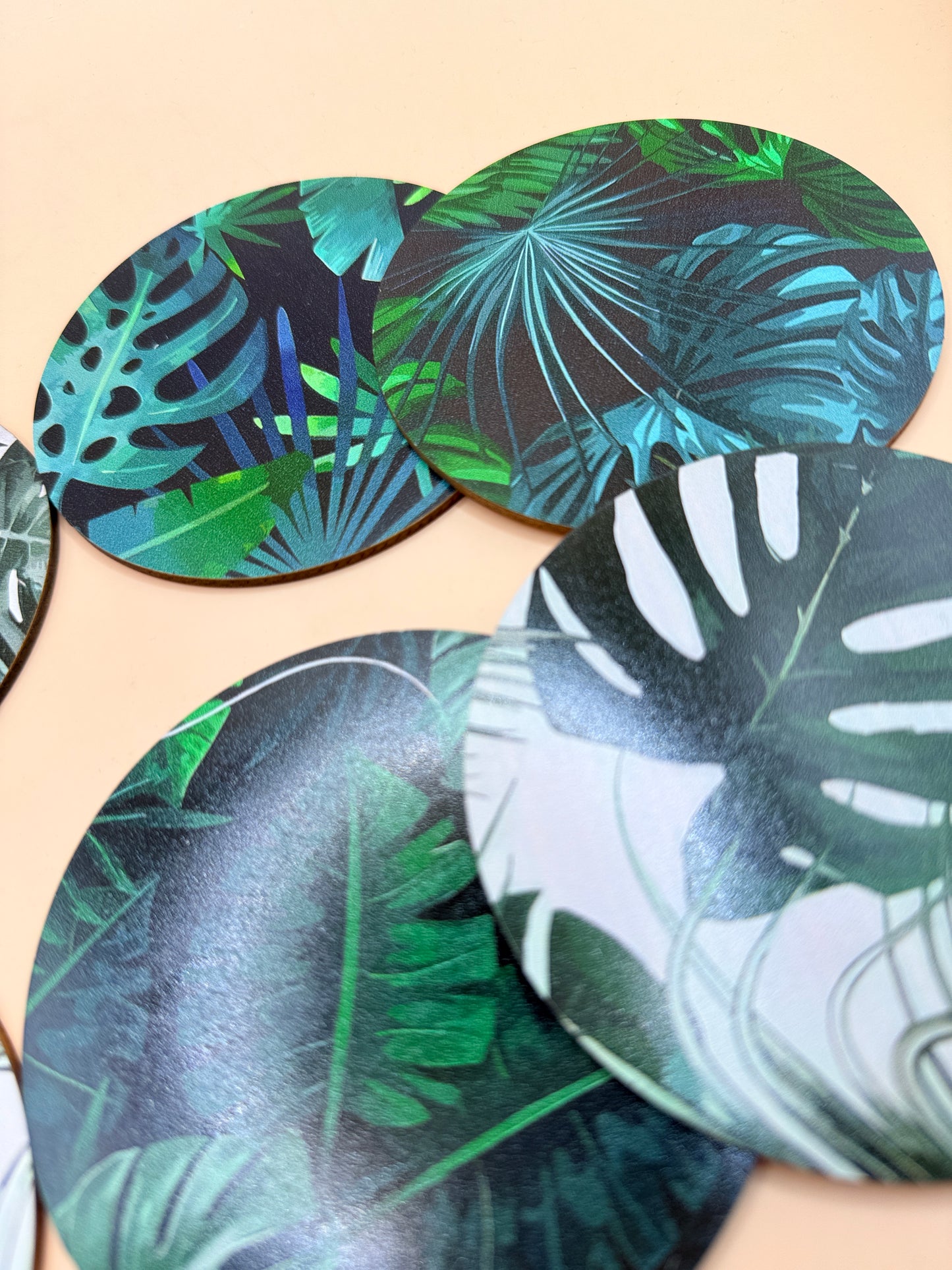 6 set Tropical Leaf Printed Drink Coaster