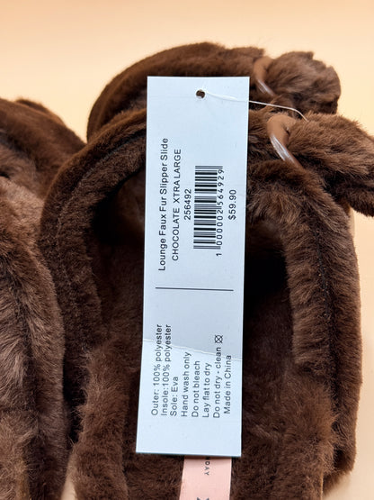 Simple and Sunday Faux Fur Lounge Slipper Slides – Chocolate Brown XL (suit size 10)