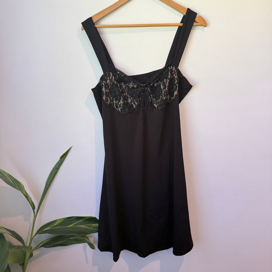 Cider Black Lace Trim Mini Dress 1XL