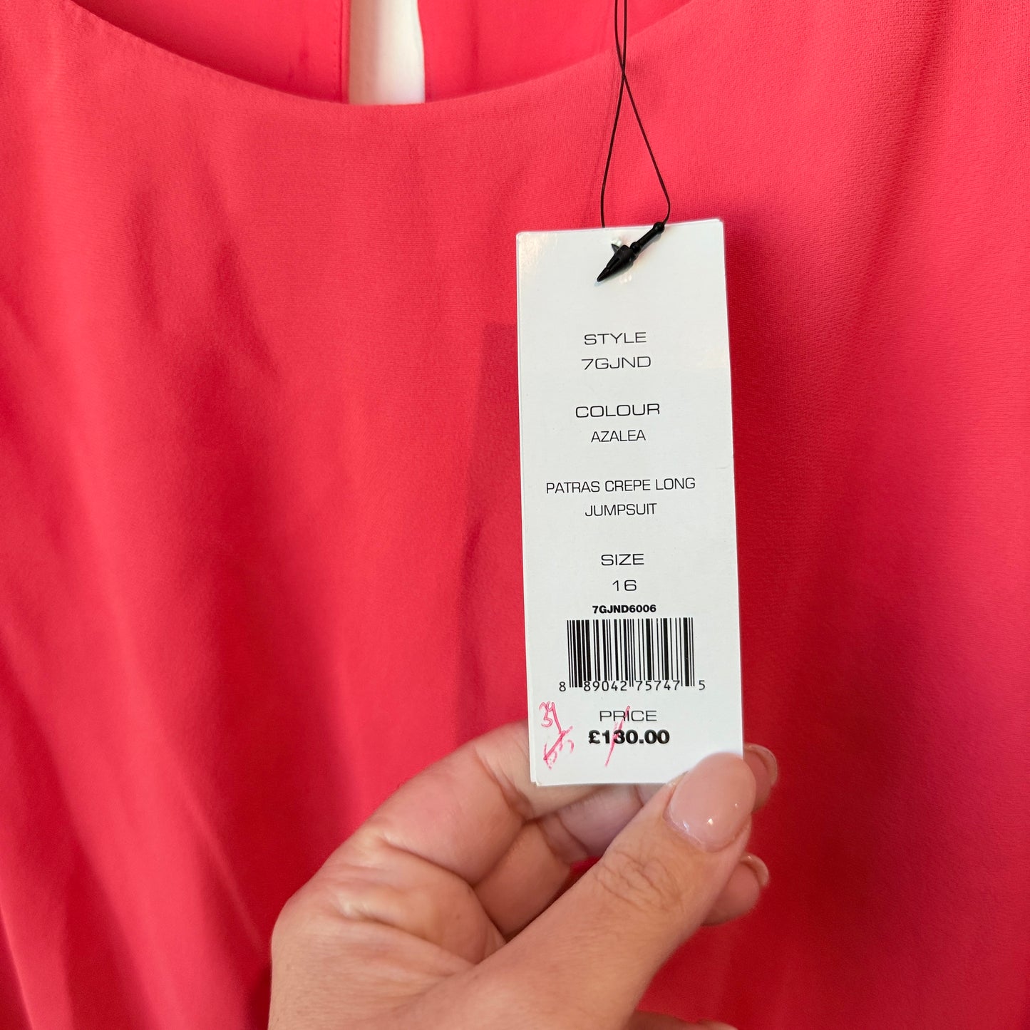 French Connection Patras Crepe Long Jumpsuit Azalea Pink Size 16