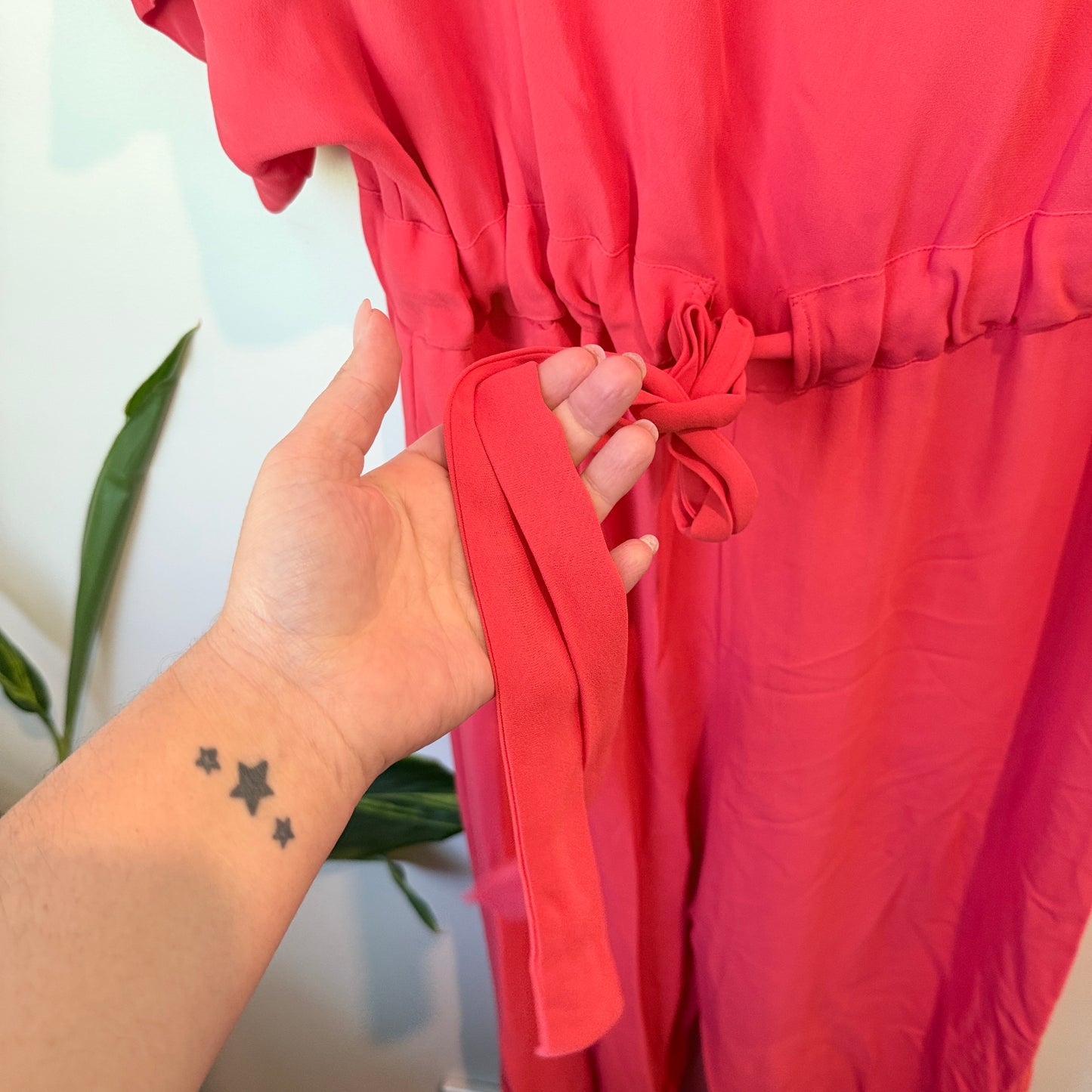 French Connection Patras Crepe Long Jumpsuit Azalea Pink Size 16