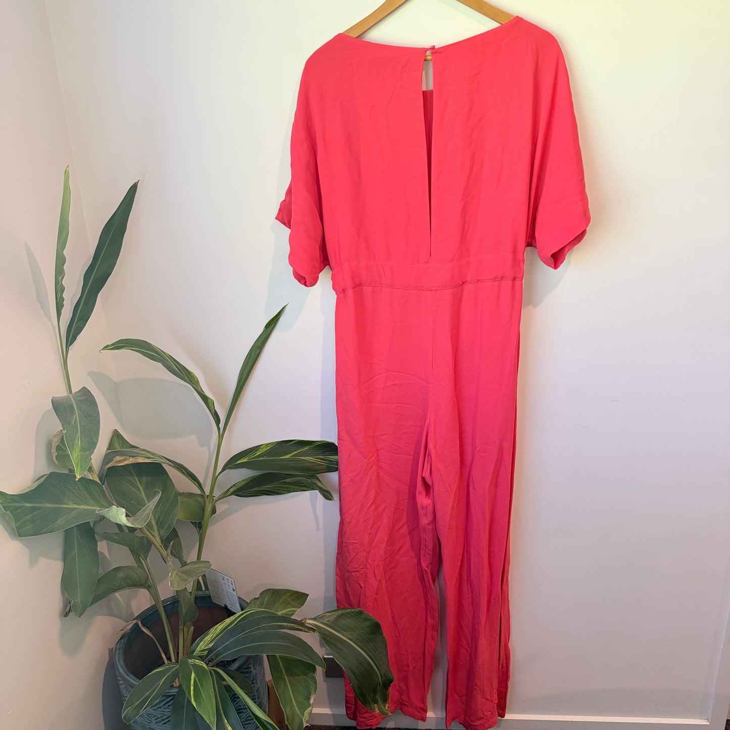 French Connection Patras Crepe Long Jumpsuit Azalea Pink Size 16