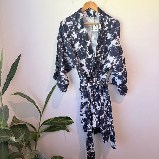 Cotton On Body Navy Tie Dye Kimono Gown S/M