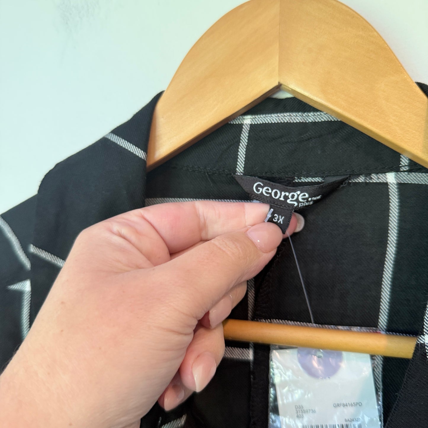 George Plus Black Check Shirt Dress 3X