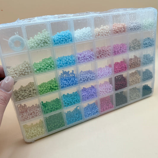 Pastel Seed Bead Kit – 40 Colour with Storage Box