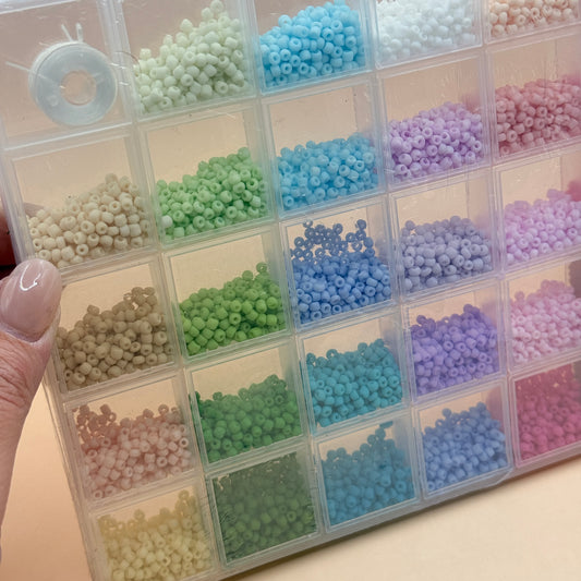 Pastel Seed Bead Kit – 40 Colour with Storage Box