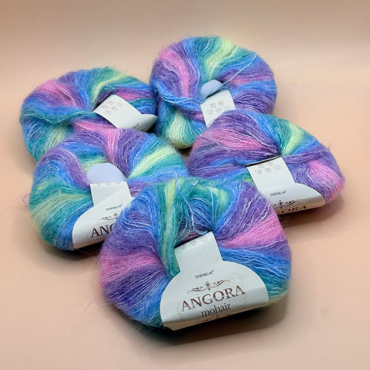 Rainbow Angora Mohair Yarn – 5x 25g Skeins 125g