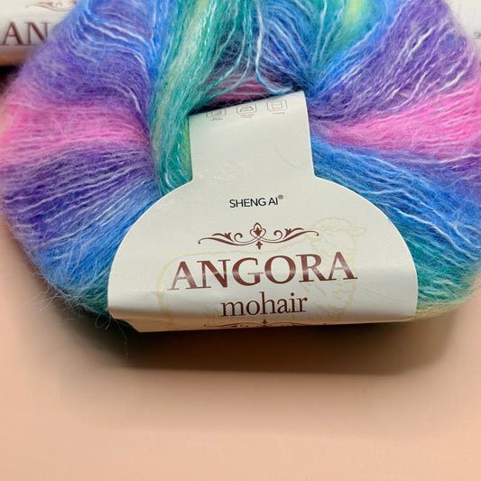 Rainbow Angora Mohair Yarn – 5x 25g Skeins 125g