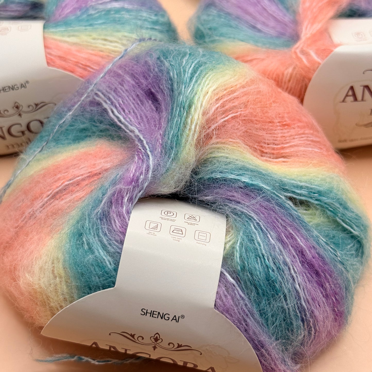 Pastel Rainbow Angora Mohair Yarn – 5x 25g Skeins 125g